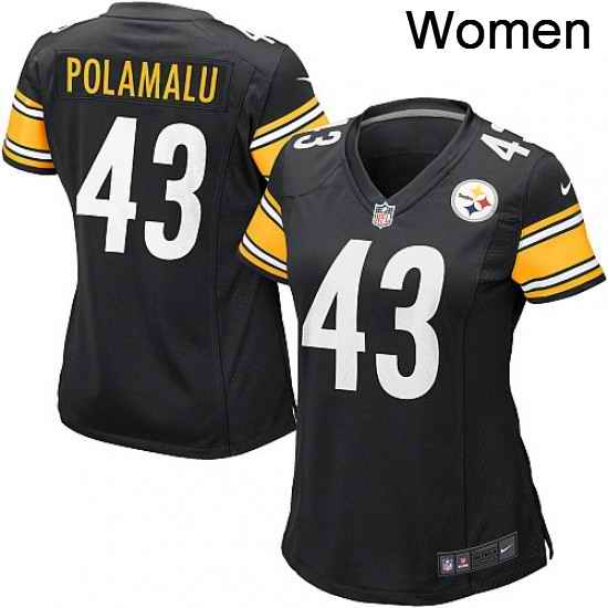 Womens Nike Pittsburgh Steelers 43 Troy Polamalu Game Black Team Color NFL Jersey
